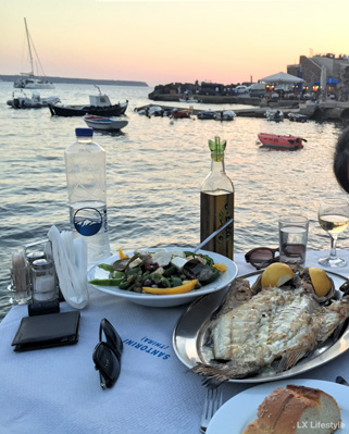 Grouper fish and Greek salad at Katina's